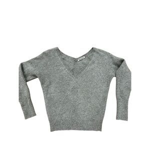 Reformation Gray Cashmere & Wool Cropped V Neck 3/4 Sleeve Sweater Size XS SOFT